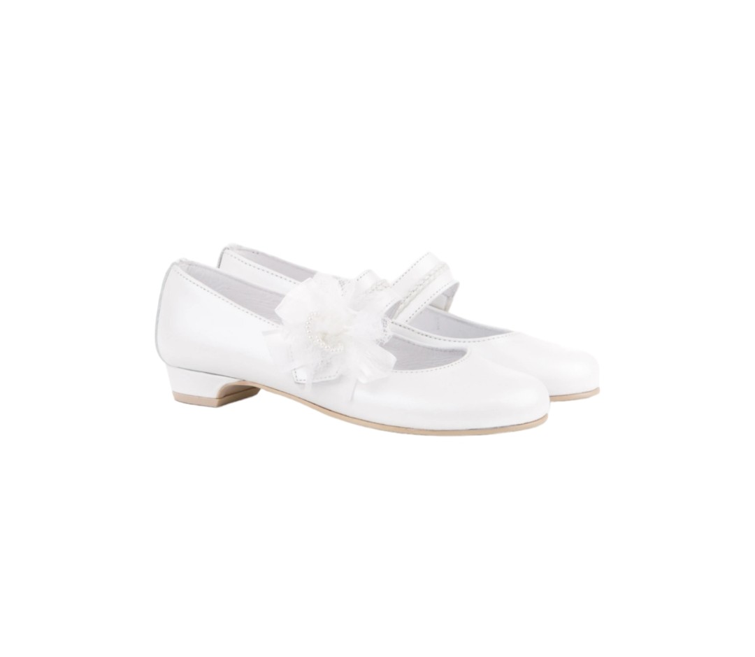 Zapato tacon nacarado blanco comuniòn eventos Angelitos 997 - Imagen 3