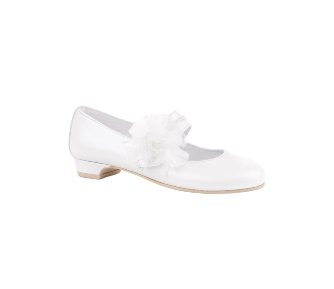 Zapato tacon nacarado blanco comuniòn eventos Angelitos 997 - Imagen 4