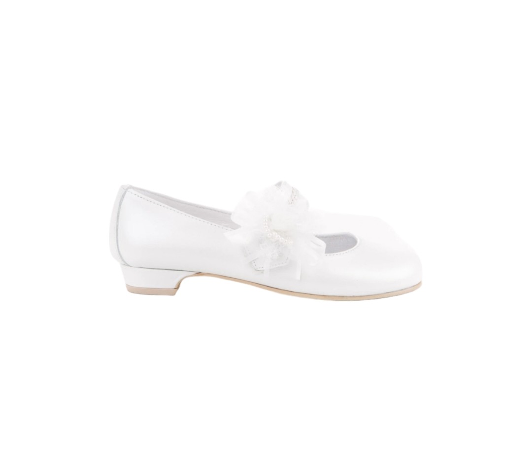 Zapato tacon nacarado blanco comuniòn eventos Angelitos 997